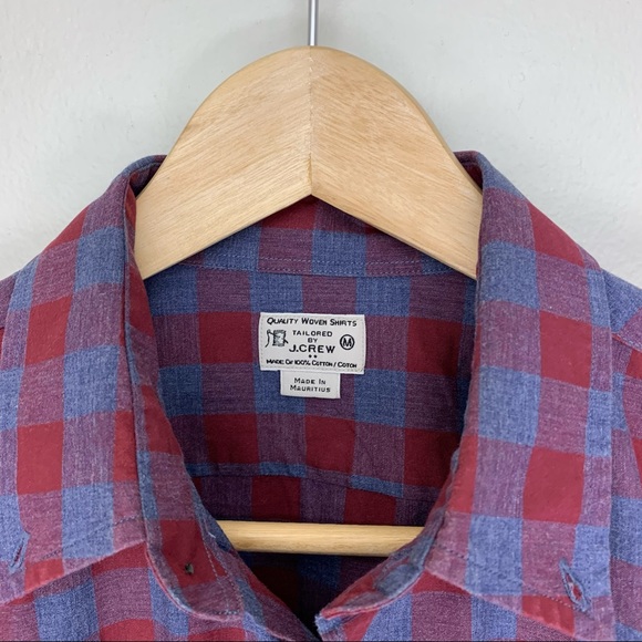 J Crew Red Checkard Button Down Long Sleeve Shirt - Picture 3 of 3